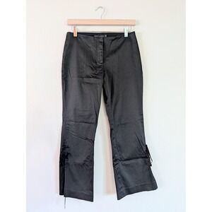 VTG Guess Black Cotton Poplin Wide Leg Lace Up Pants Goth Whimsigoth Grunge Sz 4